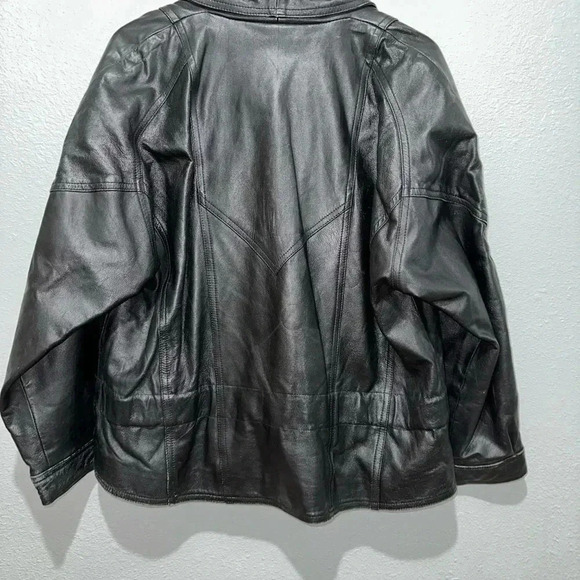 Women's Vintage Sanzzini Genuine Leather Jacket XL Black Made in India Biker - Picture 10 of 16